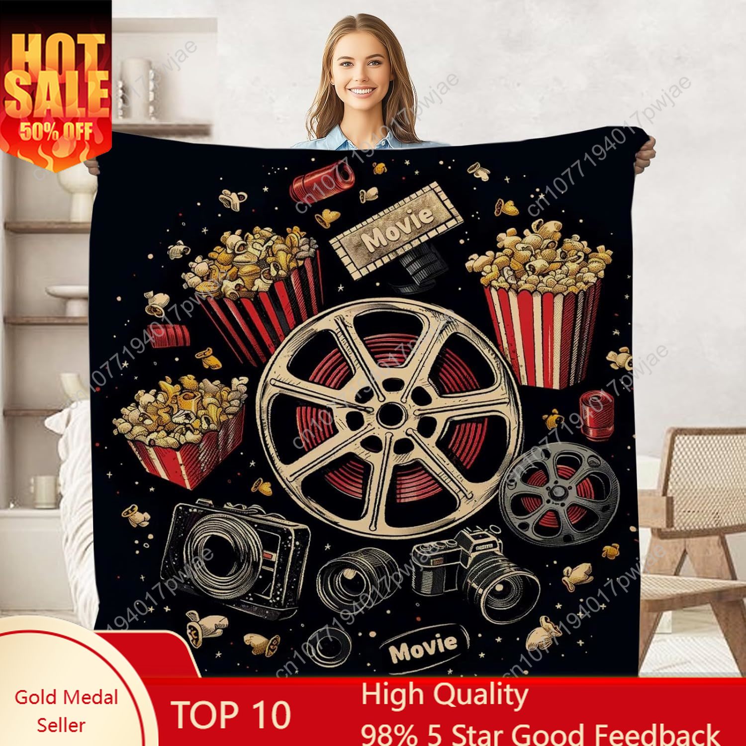 Home Cinema Gifts - Coperta da lancio per popcorn con